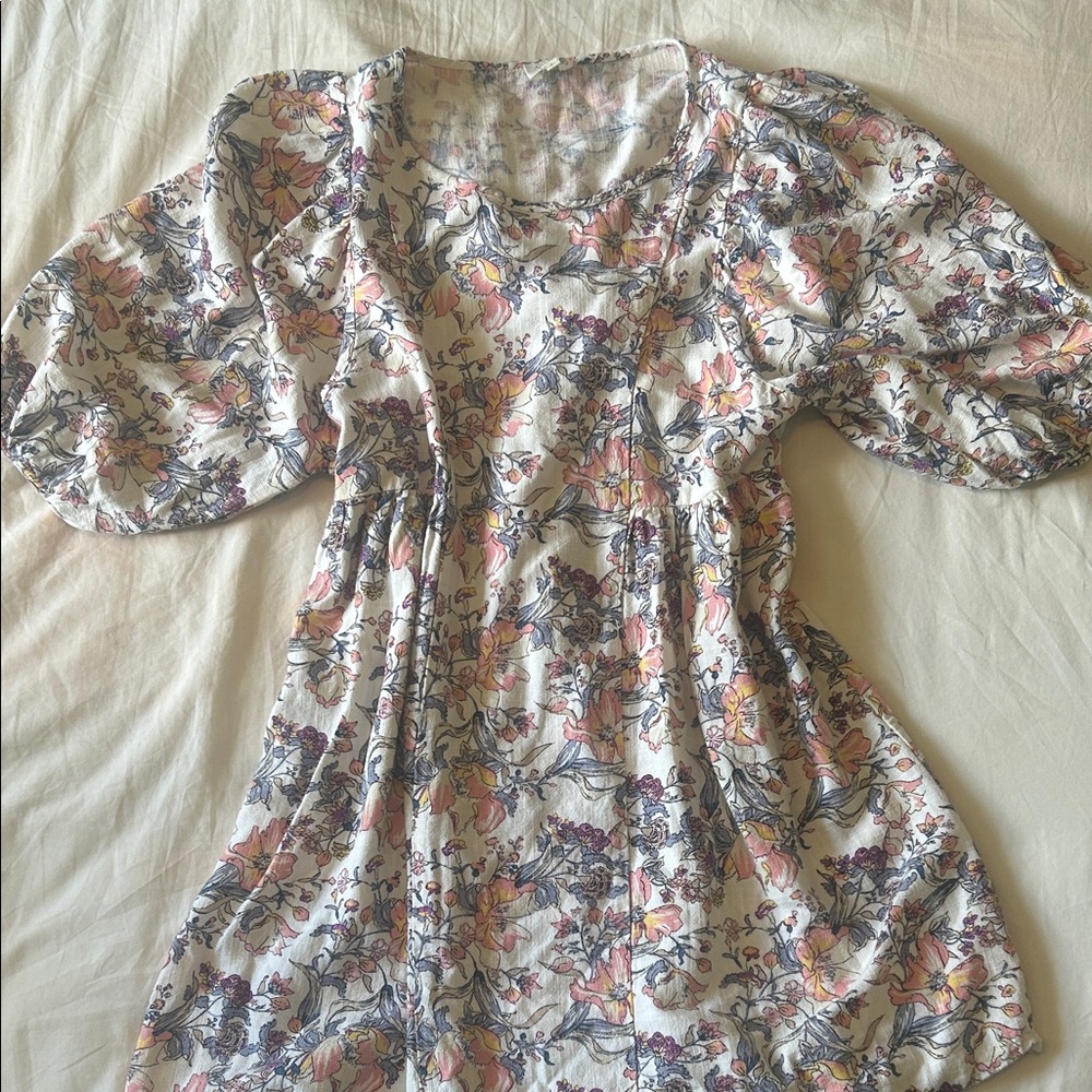 Ava James Floral Print Puff Sleeve Dress